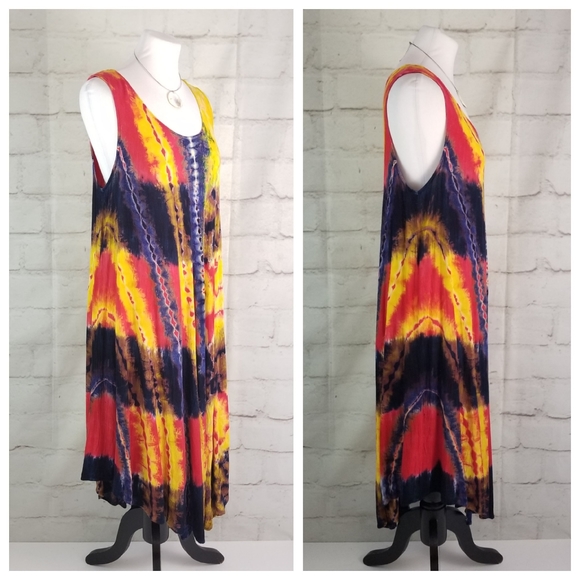 Papa Vancouver Sleeveless Tie-Dyed Swing Sundress - Picture 3 of 9